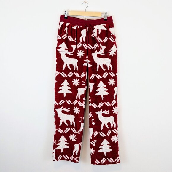 Vera Bradley Jacquard Fleece Pajama Pants in Reindeer Intarsia Red - Picture 1 of 7